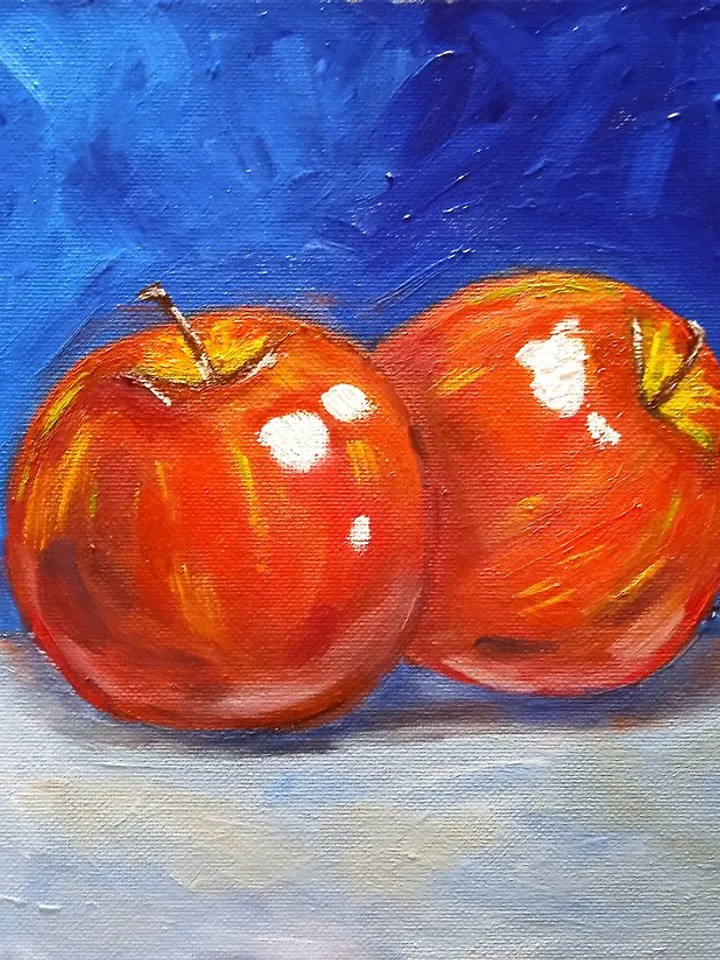 Still Life Bright Red Apples Original Oil Painting Fruit Painting Fruit Art