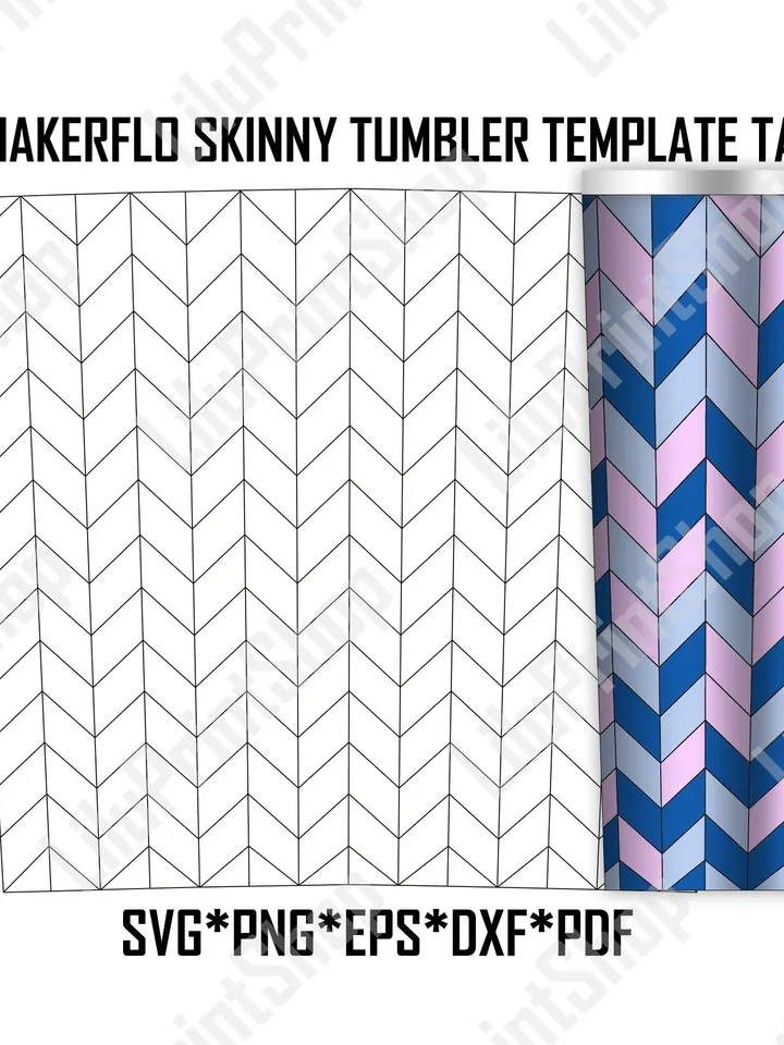 Tangram tumbler template svg for 20 oz Skinny Tumbler, Chevron tumbler svg Tangram Template cut file instant download