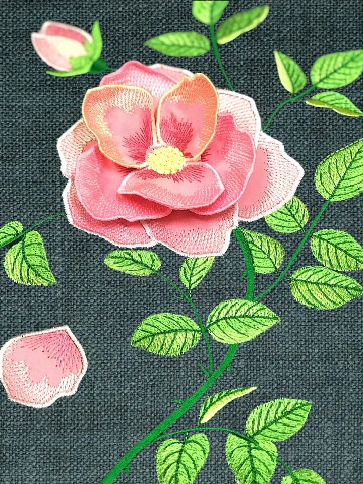 Rose Applique with 3D elements Machine Embroidery Design digital embroidery pattern clothing decor embroidery motif floral embroidery