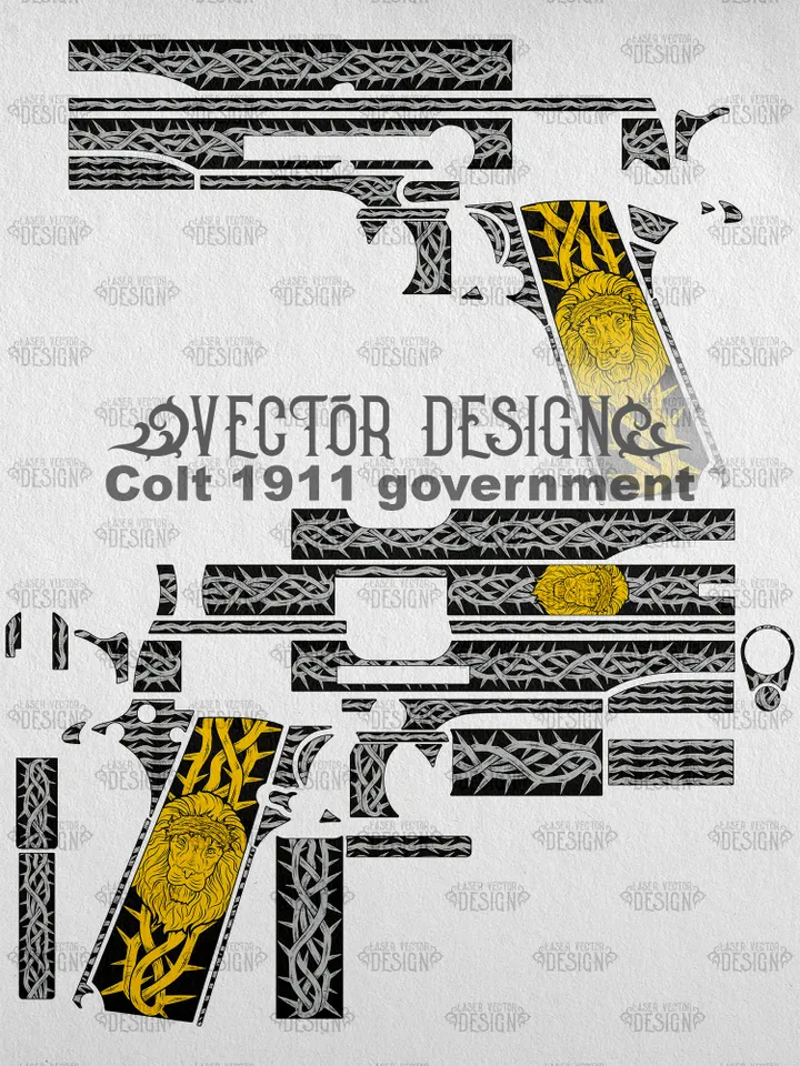 VECTOR DESIGN Colt 1911 government Lion and thorns