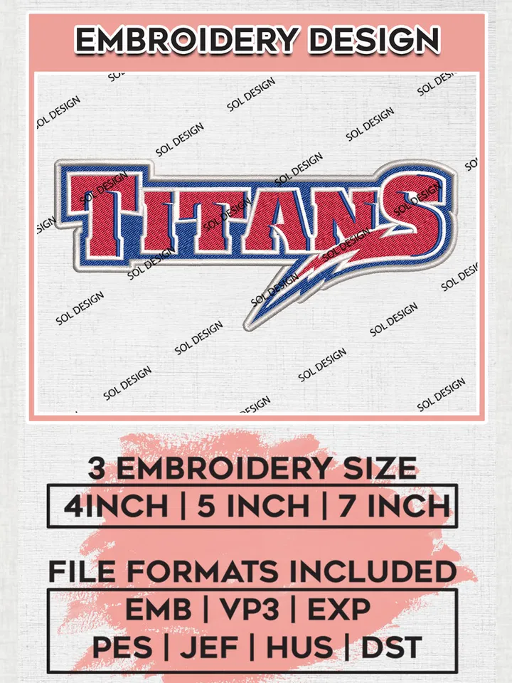 NCAA Titans College Football Team Logo Embroidery Design Files, NCAA Detroit Mercy Titans Machine Embroidery, NCAA Teams, Game Day, 3 sizes, NCAA Machine embroidery designs, Digital Download