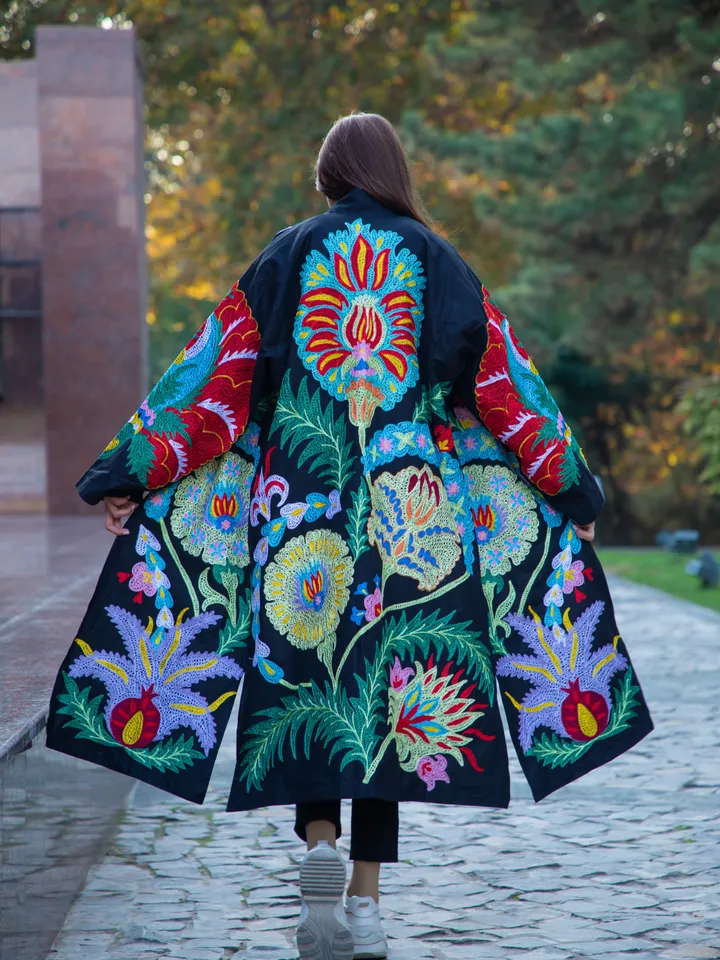 Stunning Silk embroidered boho kimono coat by order