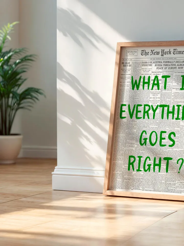 What If everything goes right Retro Newspaper Print, Trendy Wall Art, Typography Poster, Green Aesthetic, Printable Wall Art, Digital Print