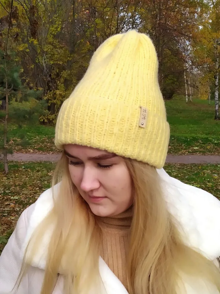 Winter yellow womens hat