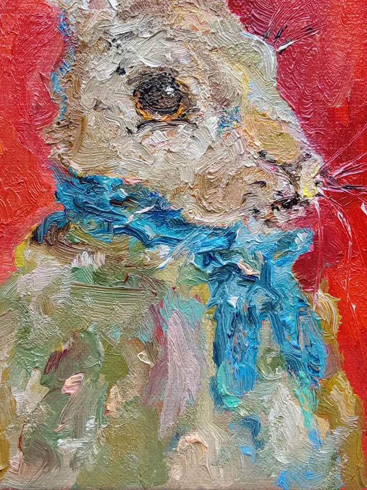 18x24cm (7.2x9.6 inch) Oil painting on canvas. "Bunny Hare"