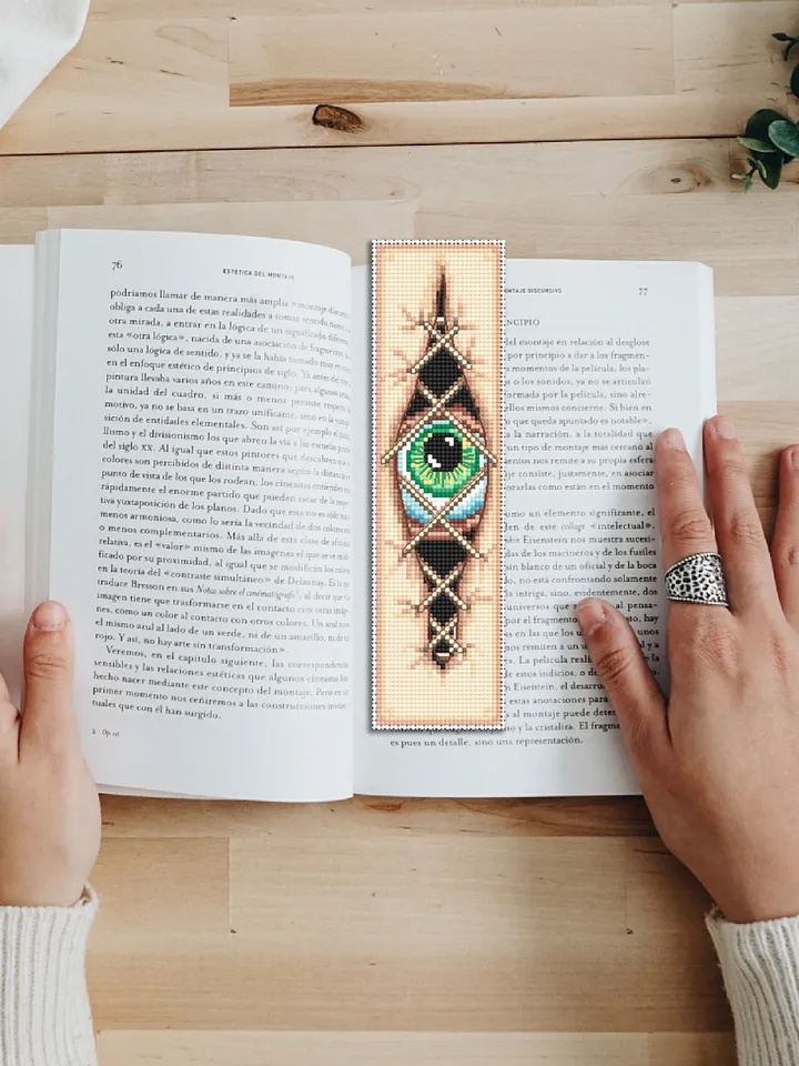 Halloween bookmark cross stitch pattern PDF download Gothic cross stitch chart, Creepy eyes handmade bookmark pattern digital PDF #B177