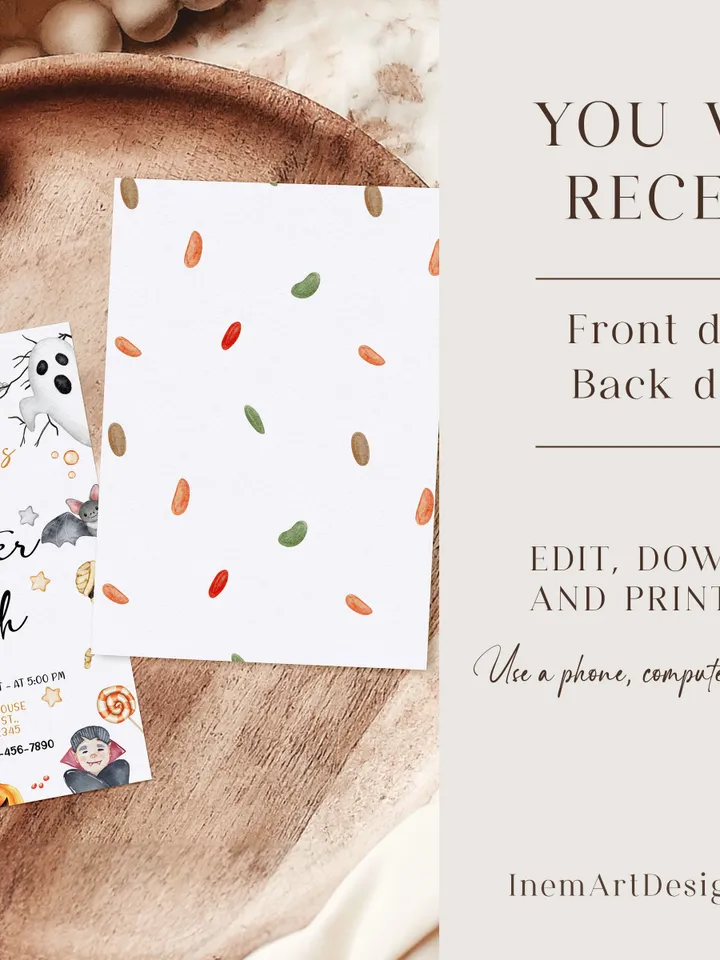 Halloween Invitation, Halloween Birthday Invitation, Halloween Party Invitation, Monster Mash Invitation, Monster Party, Costume Party IN103