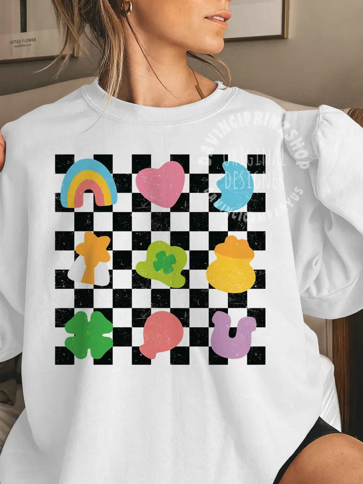 Checkered Lucky Charms Sublimation Designs, Pattys St. Patrick’s Day Holiday Lucky, St patricks day png, Kids Sublimation, Mini png, png