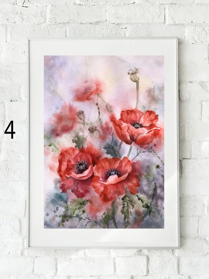 Flowers Watercolor Prints Set of 4 Floral Postcards