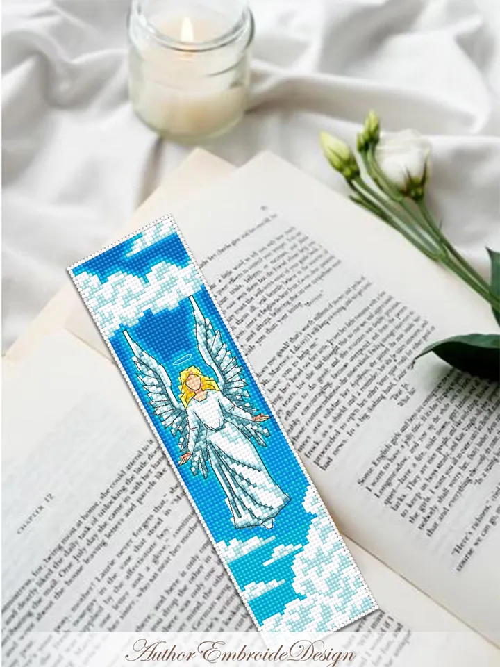 Angel bookmark cross stitch pattern PDF download Guardian angel cross stitch chart, Christian bookmark pattern digital PDF, Angel gift #B446