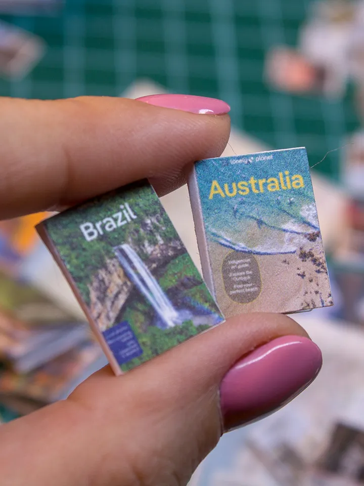 TEMPLATE 3 sheets of miniature travel booklets, maps, postcards, stickers
