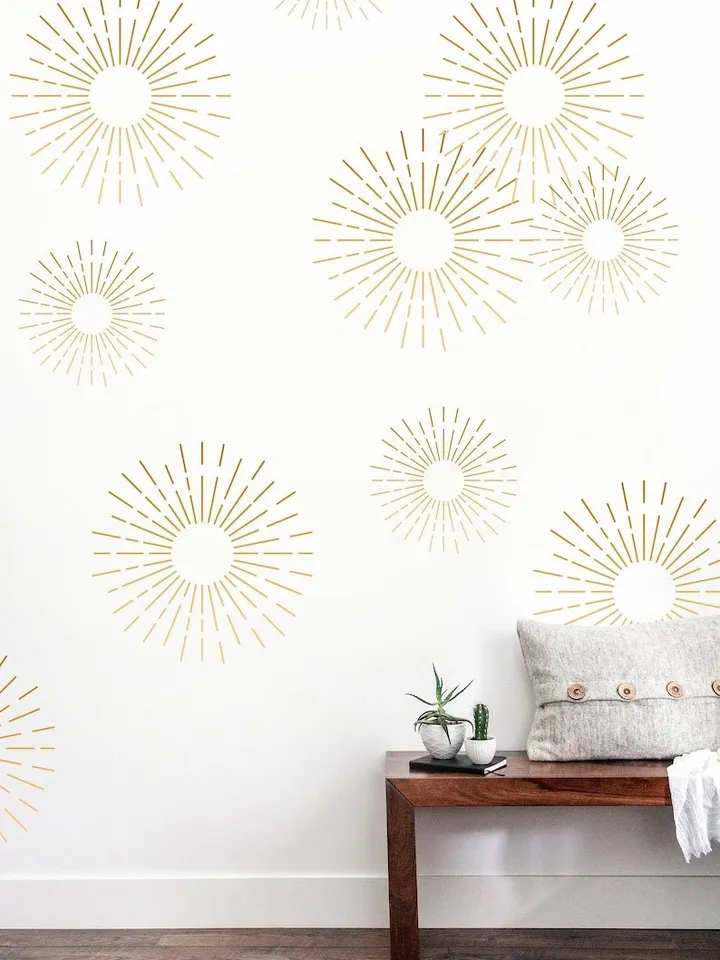 Starburst Decal, Boho Wall Decal, Boho Decor h133
