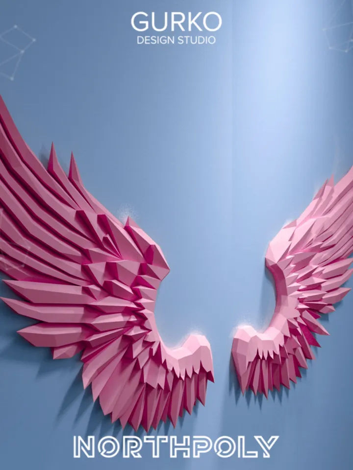 Angel Wings Papercraft, Digital Template, PDF Download, Gurko, Trophy, 3D Low Poly, Pepakura, DIY Origami, Paper Party Decoration, DIY Gift