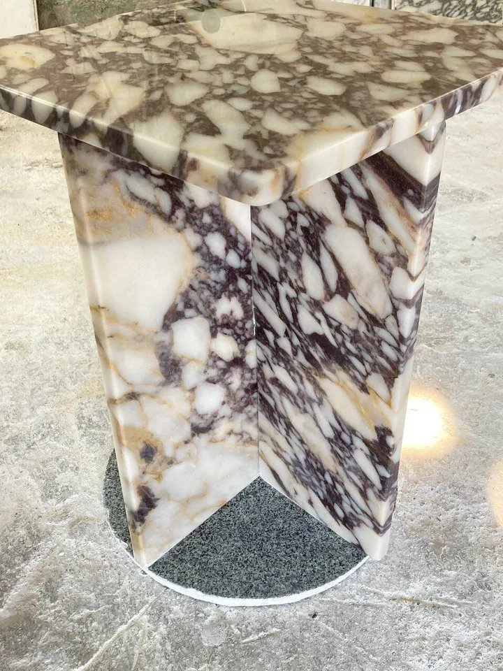 Calacatta Viola Marble square model side table, end table, italian marble 100% handmade, coffe table 52 cm Height