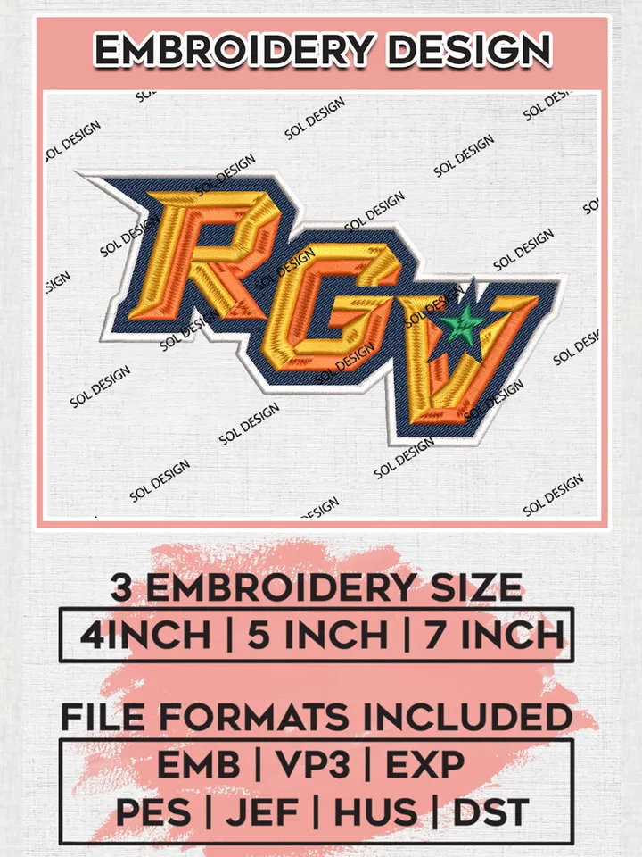 NCAA UTRGV Vaqueros Team Logo Embroidery Design Files, NCAA UT Rio Grande Valley Vaqueros Machine Embroidery, NCAA Teams, Game Day, 3 sizes, NCAA Machine embroidery designs, Digital Download