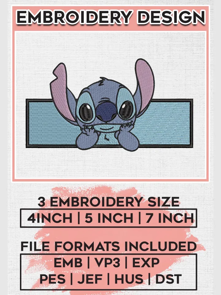 Disney Stitch Embroidery Designs, Lilo and Stitch Machine Embroidery Files, Cartoon Character Machine embroidery designs, Disney, 3 sizes, Digital Download EMB_CARTOON_137