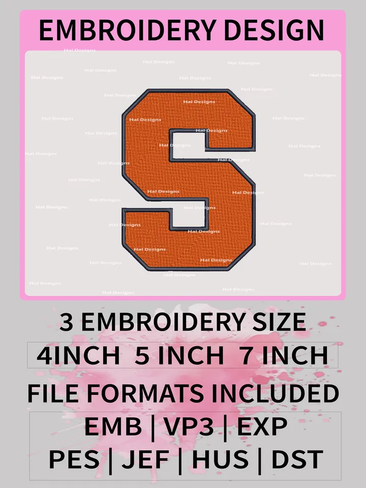 NCAA Syracuse Orange Embroidery File, 3 Sizes, 6 Formats, NCAA Machine Embroidery Design, NCAA Logo, NCAA Teams