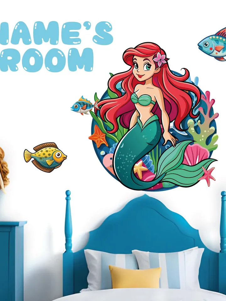 Personalized Mermaid Wall Decal Name Bathroom Sticker el215