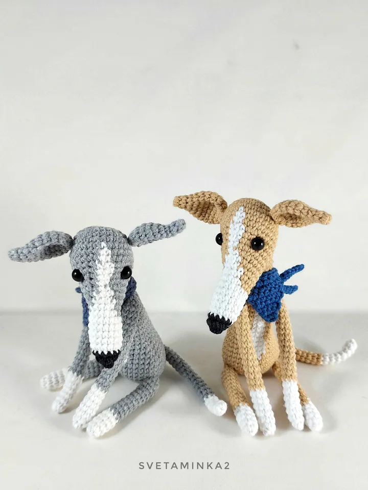 Greyhound Crochet Pattern Amigurumi Dog Whippet, Italian Greyhound, Galgo, Sighthound, Lurcher. Digital Download. PDF.