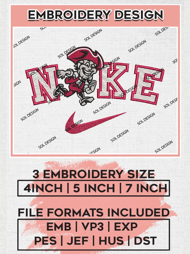 Nike UMass Minutemen Machine Embroidery Design, NCAA UMass Minutemen Embroidery Design files, NCAA Logo Embroidery Designs, NCAA Machine Embroidery Designs, Digital Download