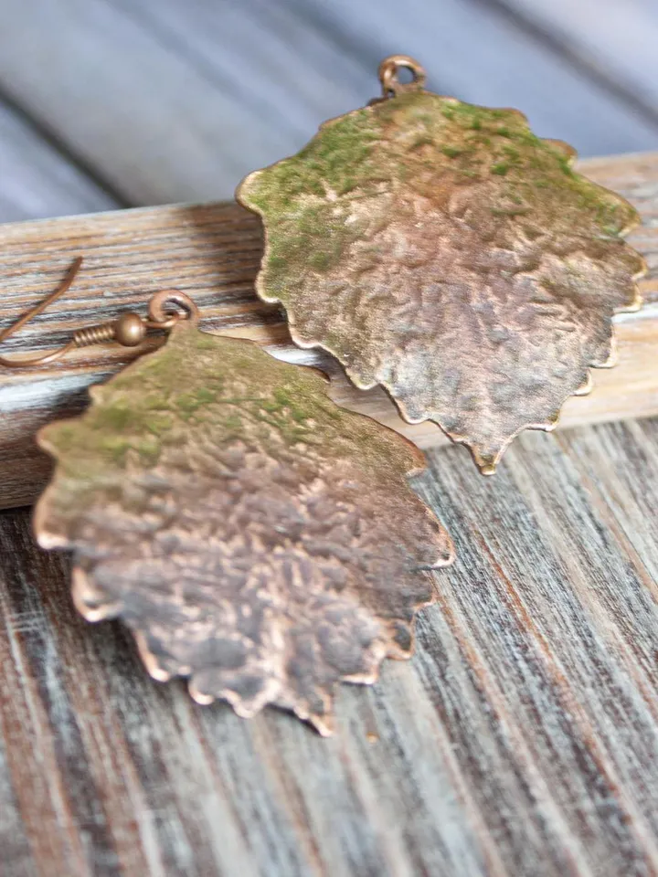 Unique handmade electroformed earrings made from real leaf original gift