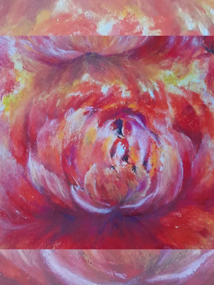 Original Oil Pastel Flower Painting Floral Fresh