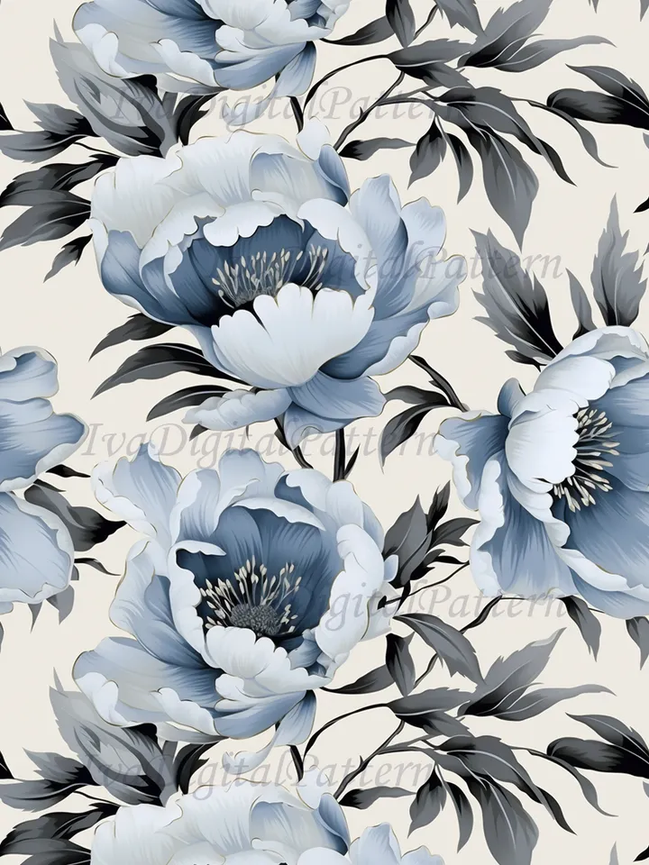 Seamless watercolor blue peony pattern, digital paper, floral pattern, mosaic pattern, commercial use
abstract floral seamless pattern - repeating pattern