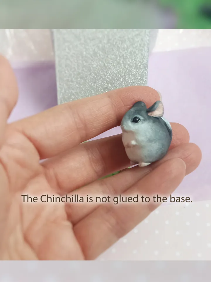 Handmade tiny chinchilla memorial figurine (US discount)