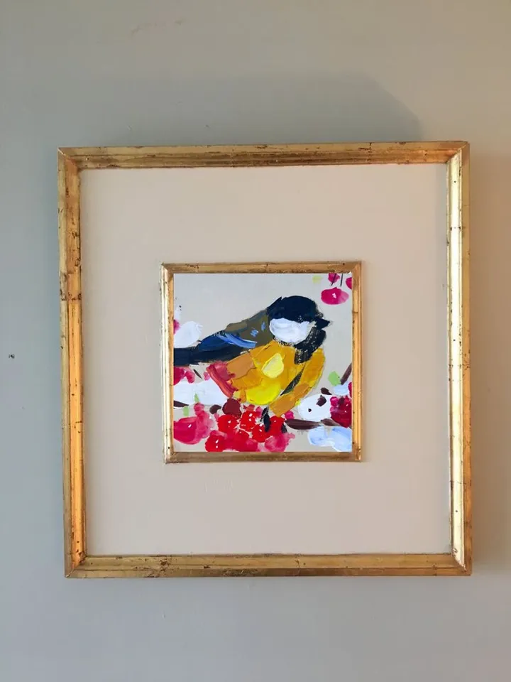 chickadee painting bird Original art Small Artwork Animal Art