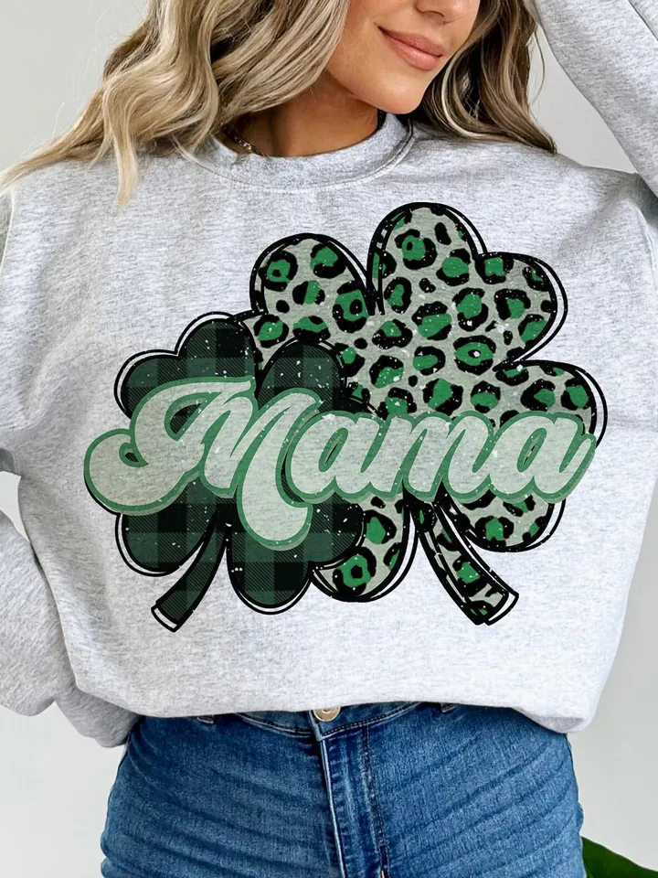 Mama St. Patrick's Day Png, Shamrock Png, Retro St. Patty's Day Png Design, Green Leopard, Clover Png, Mama png, Sublimation Design