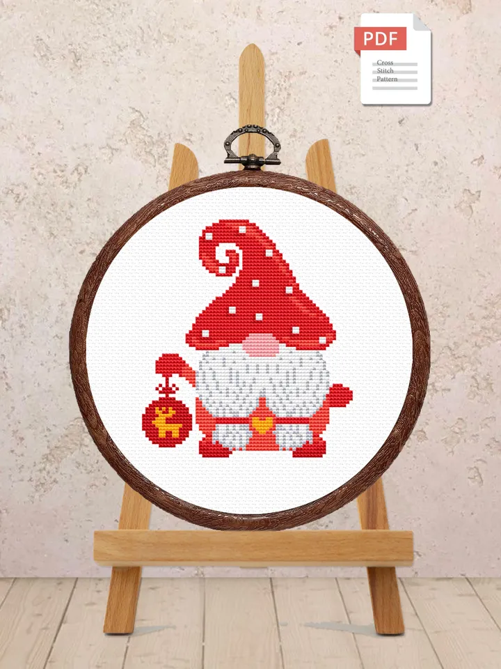Christmas Gnome Cross Stitch Pattern, Merry Christmas Cross Stitch Pattern, Christmas Decoration, Christmas Pattern #hld025