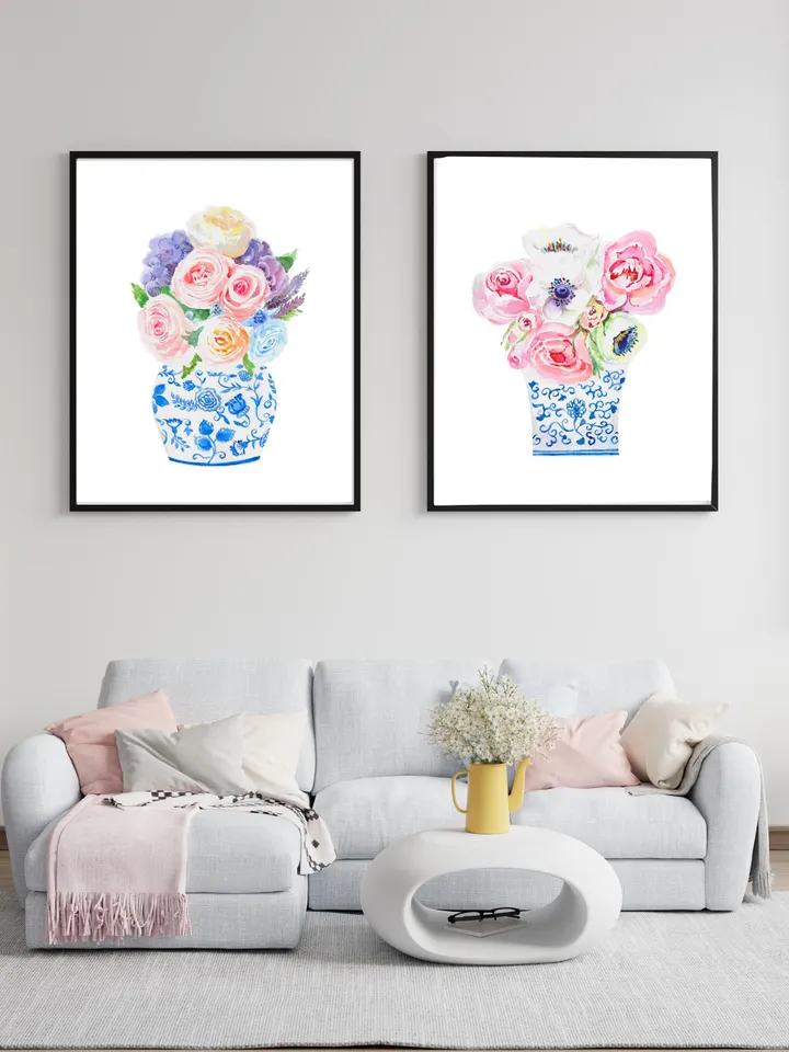 Chinoiserie Wall Art Traditional Chinese Blue And White Vase Art Room Decoration Home Decor Digital Download Ginger Jar Art Asian Art Print