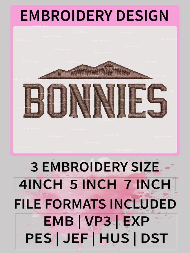 NCAA St. Bonaventure Logo Embroidery Files, Digital Machine Embroidery Designs for Sports Fans