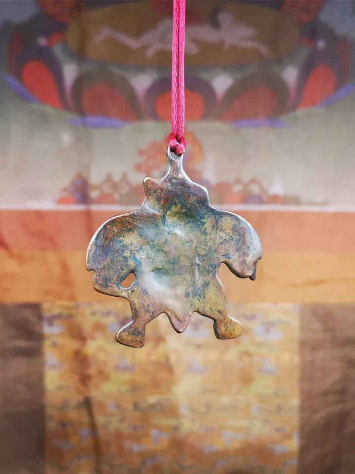 Gandhanra Antique Tibetan Buddhist Amulet,Garuda,Garula,Suparna,Golden-winged Bird Pendant,Made of Red Copper,2.16"