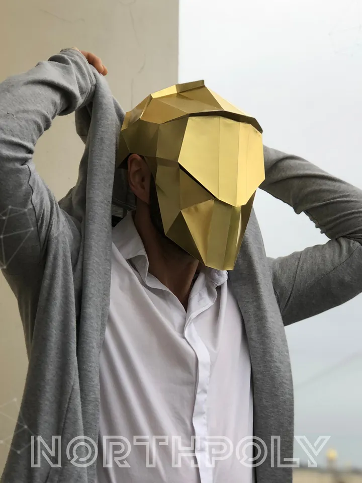 Papercraft Mask of the Future 2, Digital Template, PDF Download, Gurko, 3D Low Poly Animal Mask, DIY Origami, Pepakura, Paper Mask, Costume