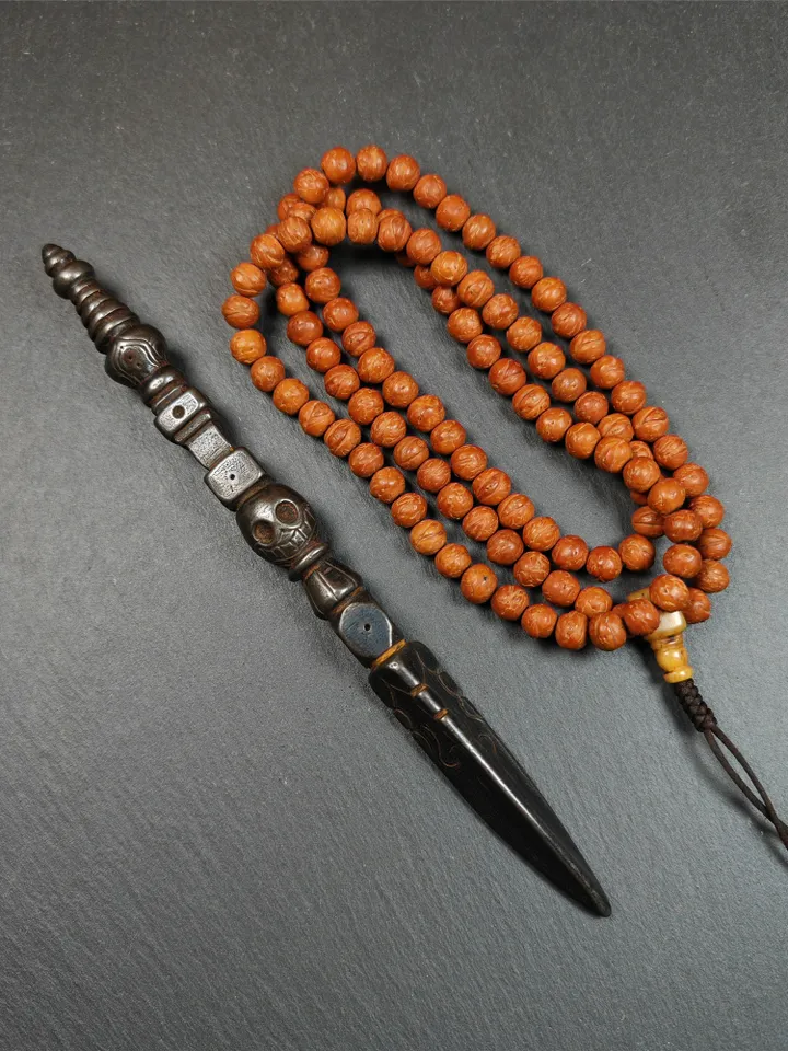 Gandhanra Handmade Tibetan Buddhist Ritual Implement - Kila -Dorje Phurba,Made of Cold Iron inlaid with Copper,7.5"