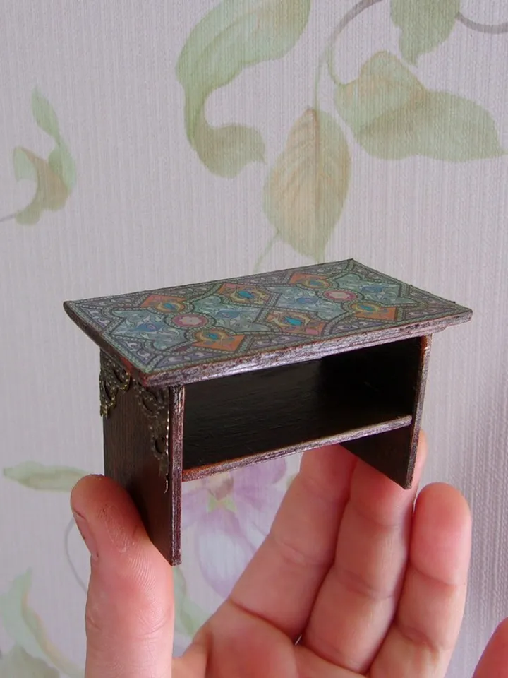 Dollhouse furniture set.1:12 scale. Furniture for a doll's living room. Handmade. Miniature dollhouse. Designer furniture. Shelf, nightstand, coffee table