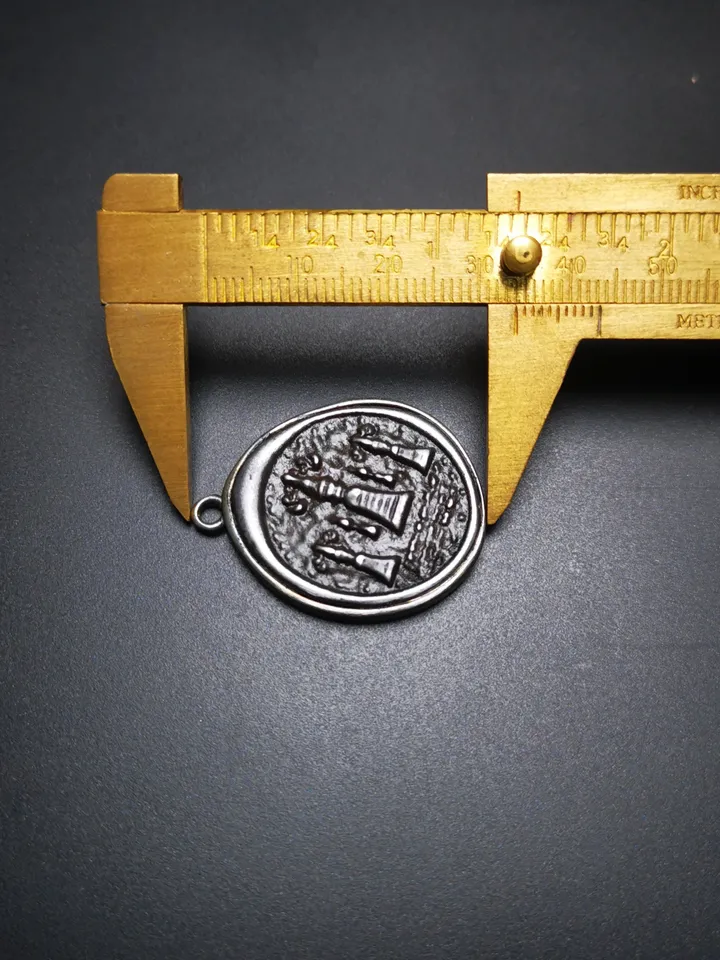 Gandhanra Antique Tibetan Buddhist Protective Pendant,Stupa,Pagoda,Buddhist Tower Amulet Badge,Made of Thokcha,inlaid with Sliver