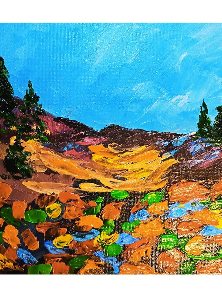Abstract Landscape Original Oil Painting Impasto Art Miniature 6x6 inches