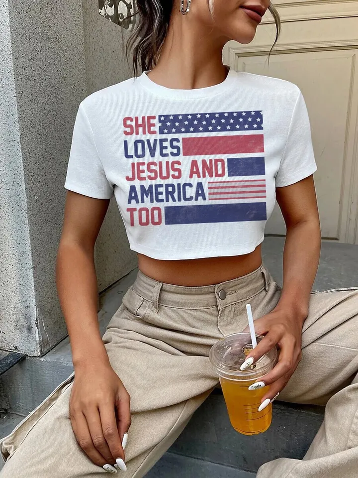 She loves Jesus and America Too PNG, USA Png, Patriotic png, America Retro Png, Independence Day PNG