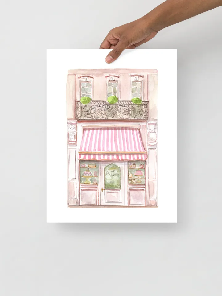 French Patisserie Bakery Art Print, Watercolor Painting, Paris Food Art, Sweet Shop Art Print, Pastel Kitchen Decor, Cute City Art Print