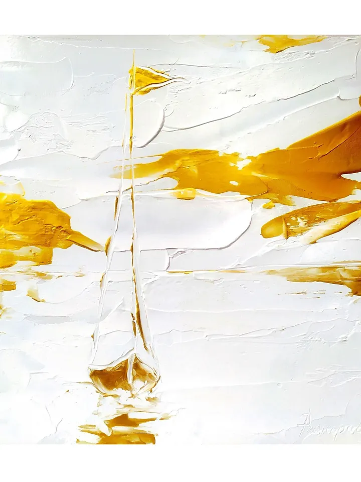 Original Abstract Painting boat Painting Original Art 3D Texture Art GOLD Texture Art Abstract Painting minimal painting by ArtProkopaloSv