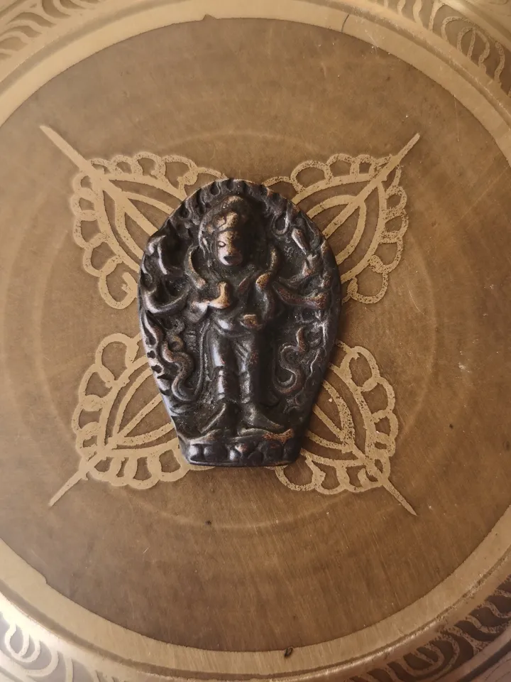 Gandhanra Handmade Thokcha Pendant,Six-armed Manjusri,Wisdom Buddha,Tibetan Budhist Protective Amulet
