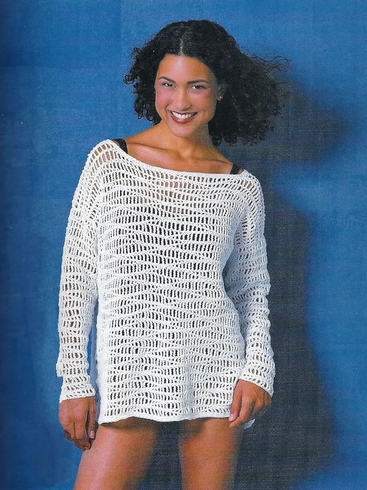 Mesh sweater crochet pattern , summer sweater crochet, beach tunic Crochet pattern PDF