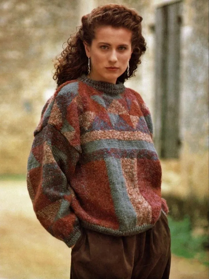 Knitting sweater, patchwork sweater women ladies, vintage pattern sweater pdf instant download
