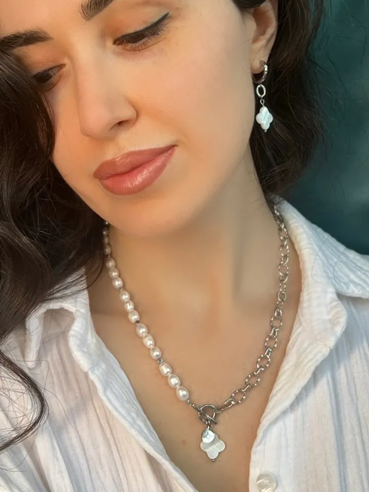 Pearl Set Necklace Bracelet Earrings PEARL & CHAIN