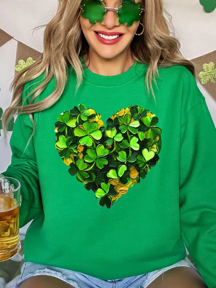 St. Patrick’s Day Heart Brushstroke png, 4 leaf clover png, St Patrick's Day png, Irish png, Shamrock png designs, Coquette st patrick Png