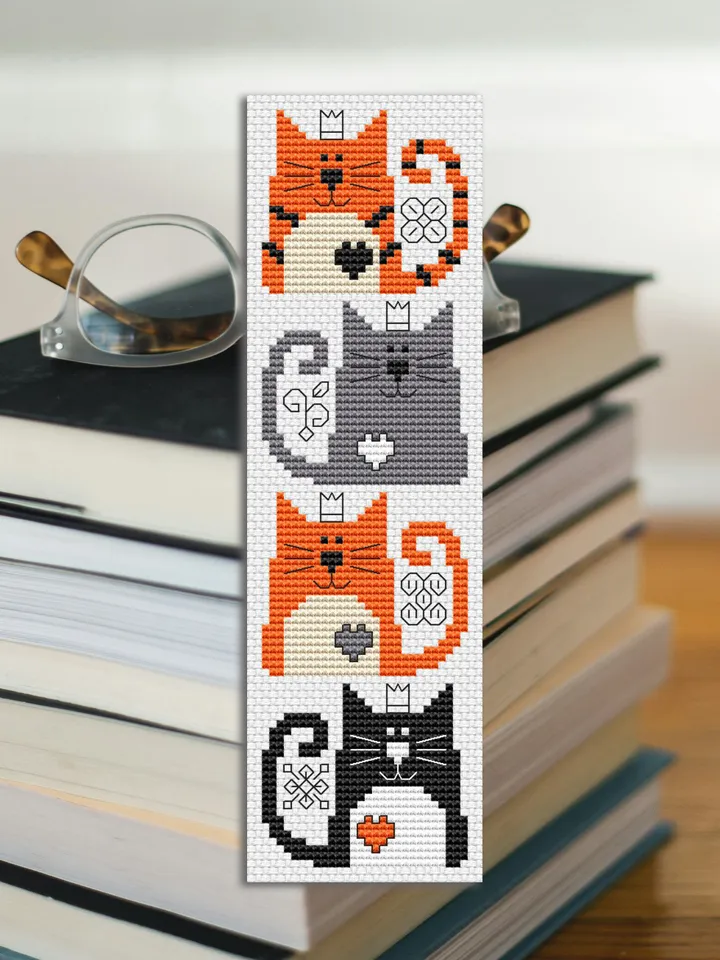 Cute Cats cross stitch bookmark pattern