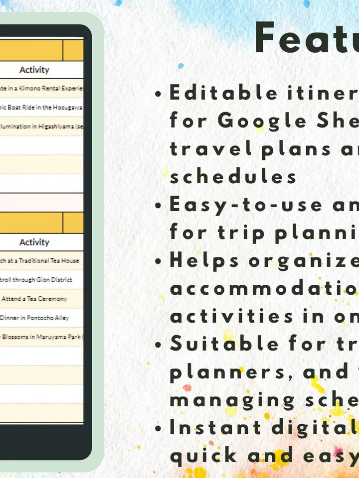 Itinerary Template | Editable Google Sheets, Digital Download, Easy-to-Use Travel Planner for Vacation, Business Trips & Event Planners