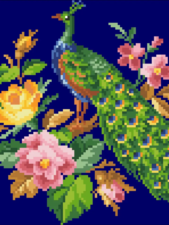 Antique Cross Stitch Pattern Peacock Digital Download PDF